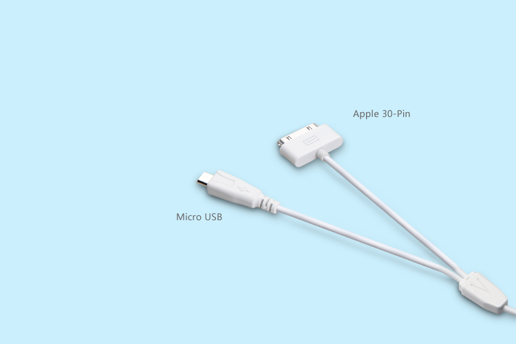 Micro USB+Apple 30-Pin USB二合一數(shù)據(jù)充電線 環(huán)保材質(zhì)  安全無毒